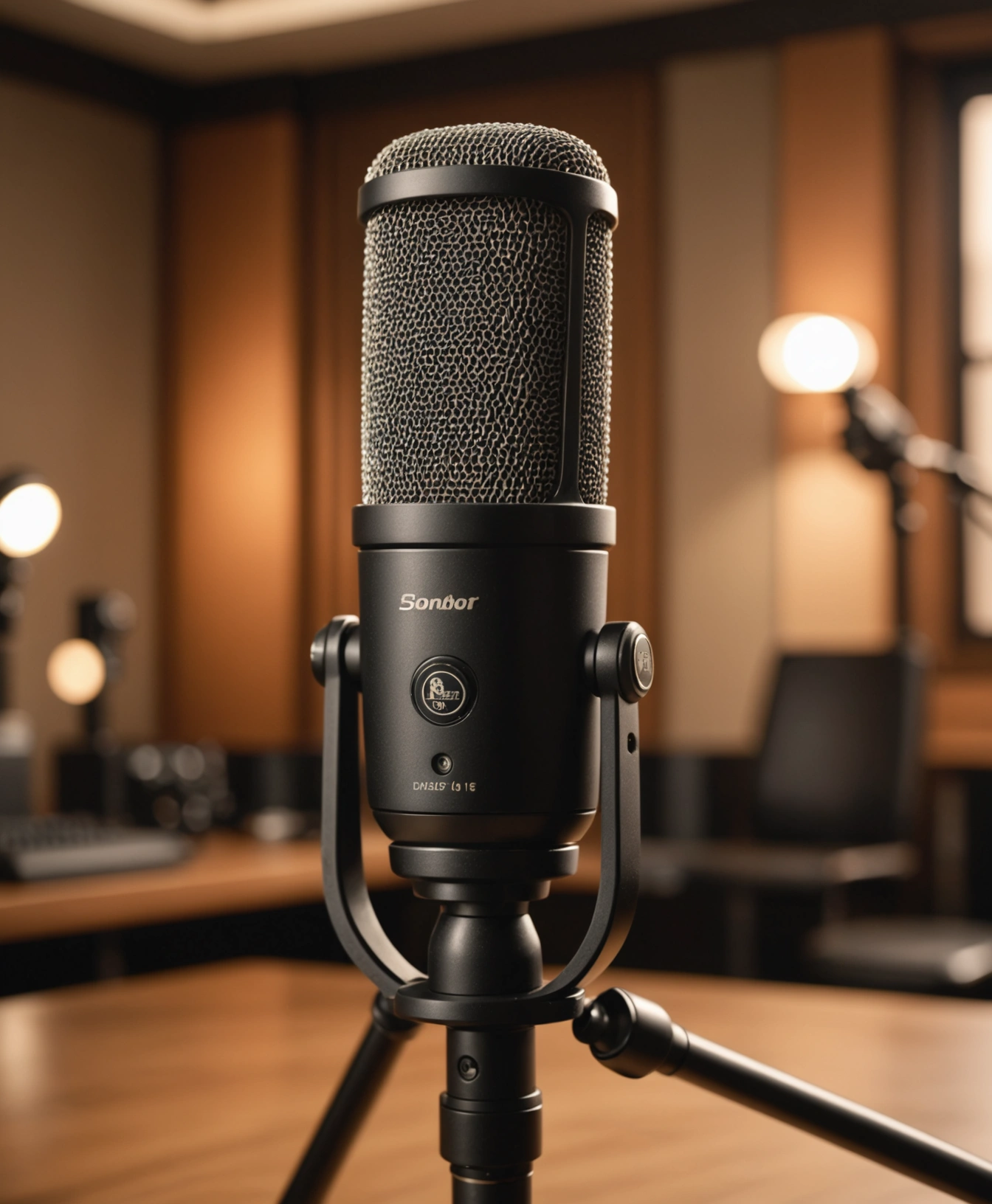 Professionelles Kondensatormikrofon im Studio-Setup